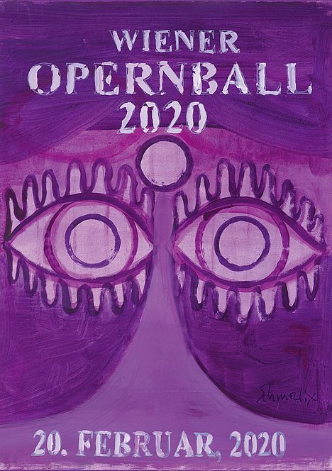 Das Opernballplakat 2020 sowie der Opernball-Fächer wurden vom international renommierten österreichischen bildenden Künstler Hubert Schmalix entworfen