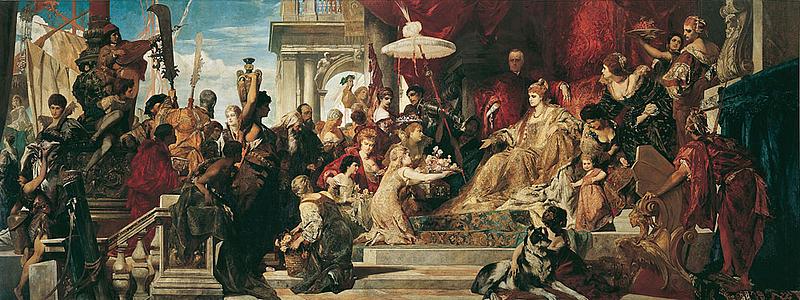 Gemälde von Hans Makart aus dem Jahre 1872 zeigt Venedig huldigt Caterina Cornaro
