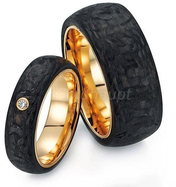 2 Carbonringe mit Rosegold
