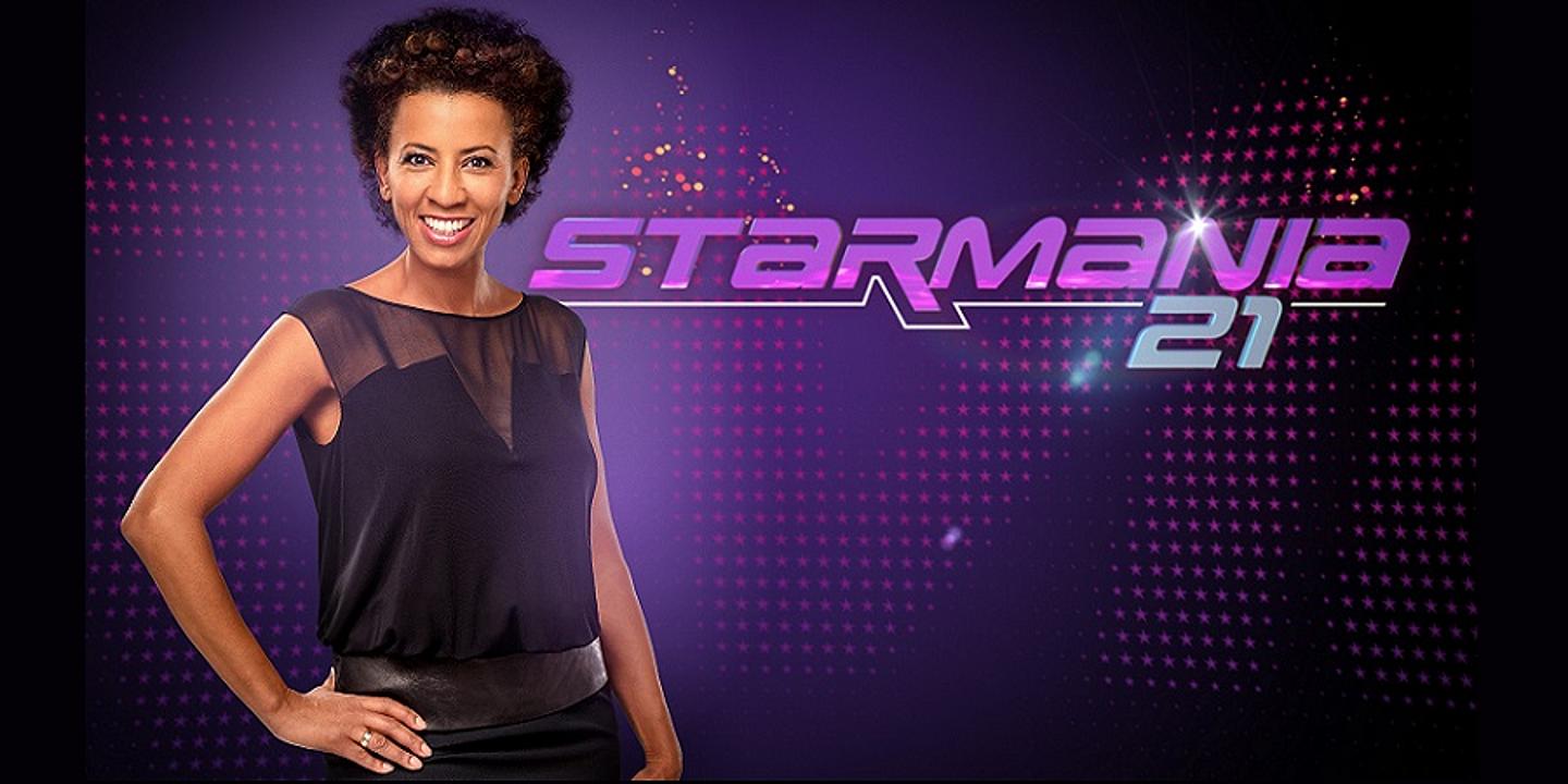 Arabella Kiesbauer vor Starmania Hintergrund