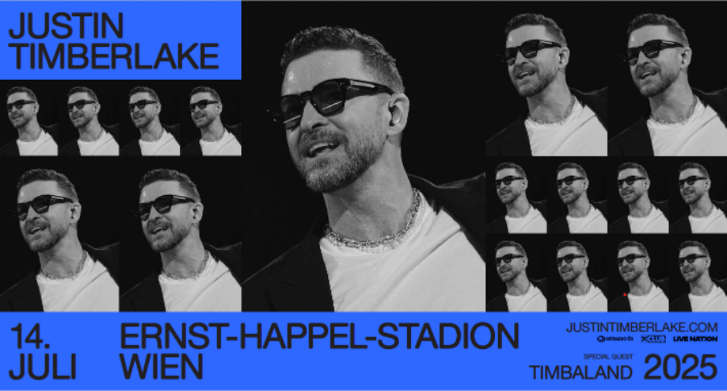 Tourposter für Justin Timberlake im Ernst-Happel-Stadion in Wien