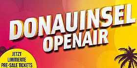 Das Bild zeigt ein Werbebanner für das Donauinsel Open Air Festival.