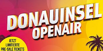 Das Bild zeigt ein Werbebanner für das Donauinsel Open Air Festival.
