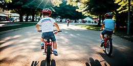 Kinder lernen Fahrradfahren in Wien