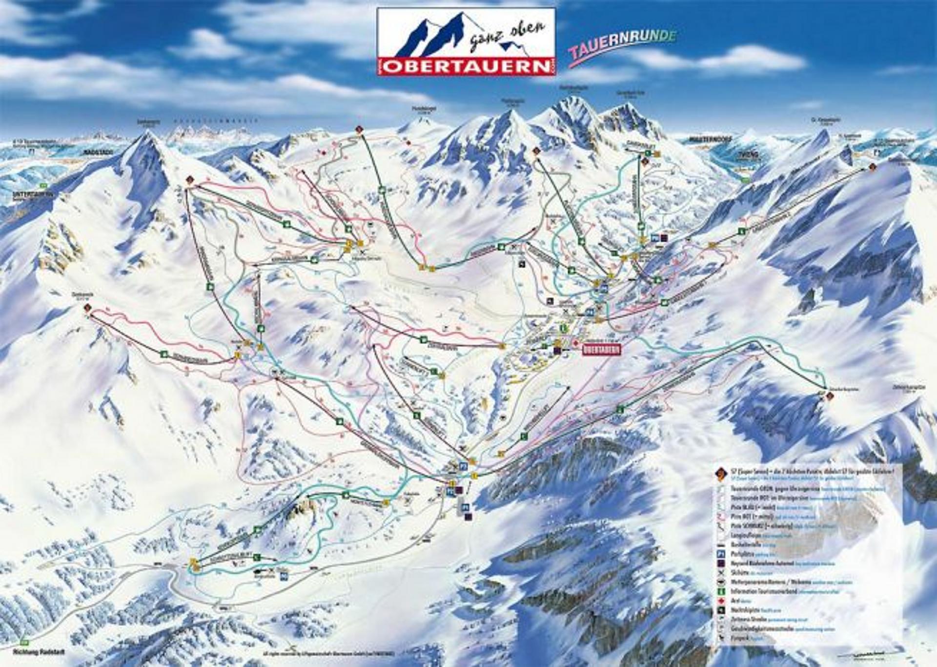 Plan von Skigebiet Obertauern