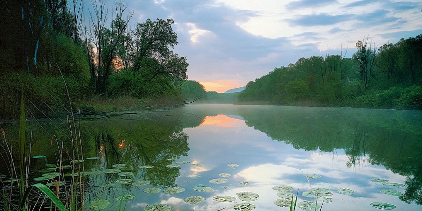 Idylischer Sonnenuntergang bei der Donau