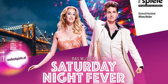 Plakat des Musicals Saturday Night Fever auf der Seefestbühne Mörbisch
