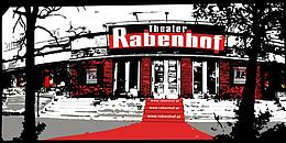 Frontansicht des Rabenhof Theaters Wien in den Farben Rot, Schwarz und Weiß