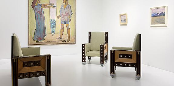 Das Bild zeigt eine Ansicht der Dauerpräsentation "Wien 1900. Aufbruch in die Moderne".