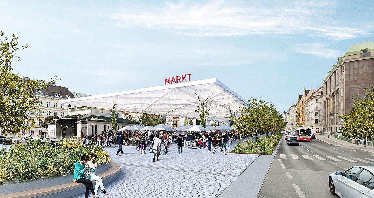 Rendering der neuen Halle beim Naschmarkt in Wien