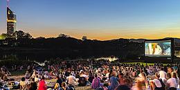 Open-Air-Kino an der Neuen Donau, Sonnenuntergang