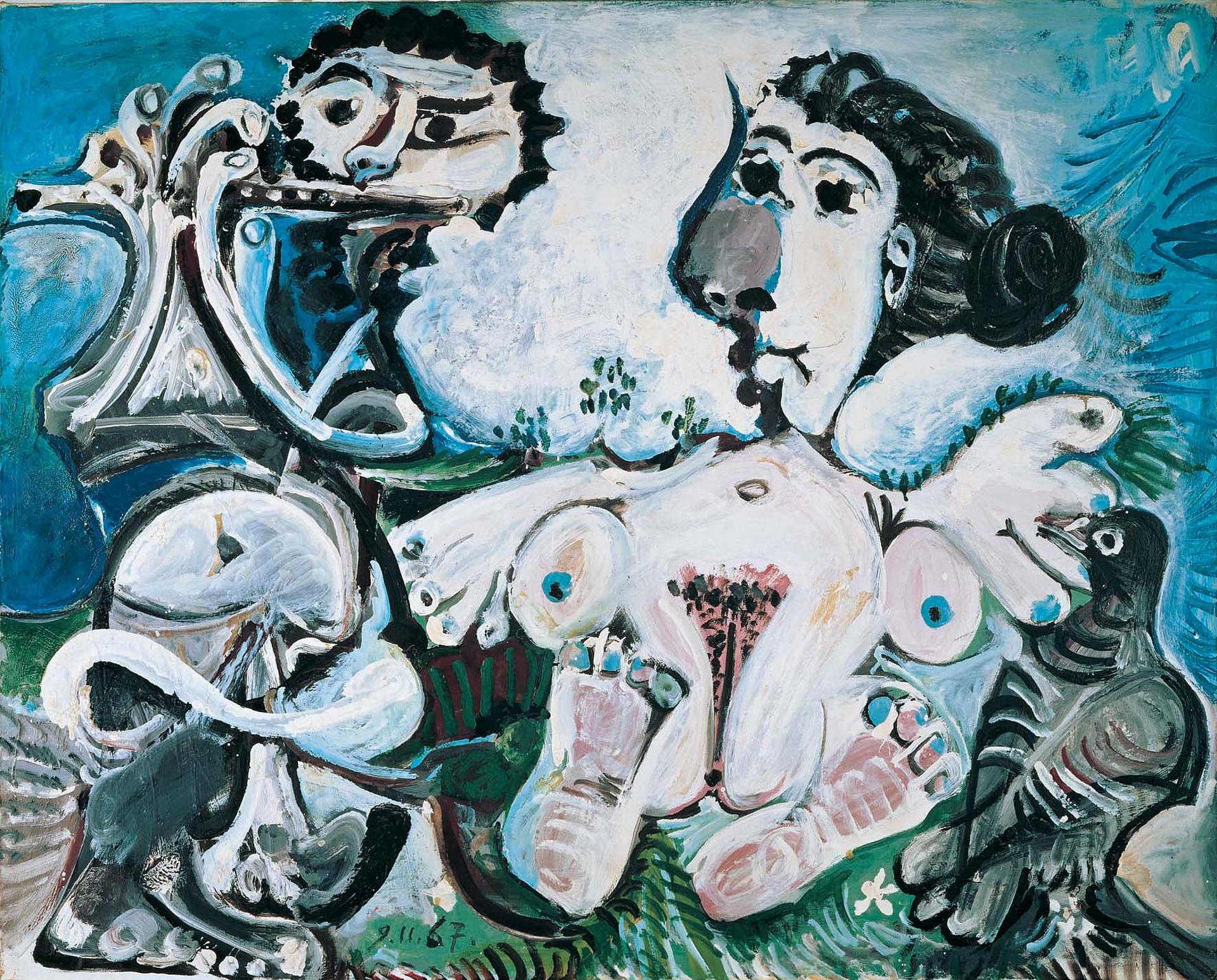 Kunstwerk Nackte Frau mit Vogel von Picasso in der Albertina Wien zu sehen