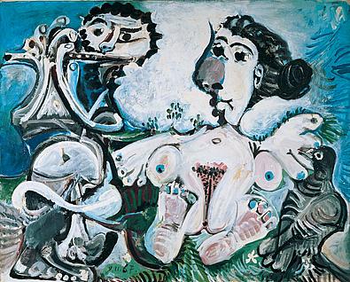 Kunstwerk Nackte Frau mit Vogel von Picasso in der Albertina Wien zu sehen