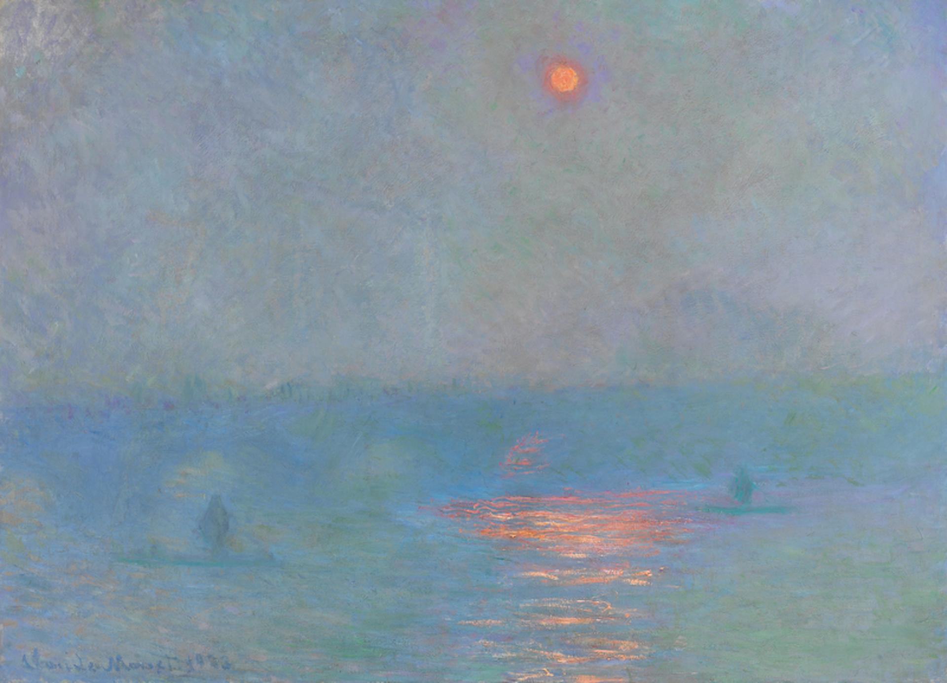 Sonnenuntergang Türkis blau Nebel