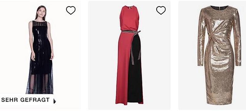 drei Ballkleider aus dem Onlineshop
