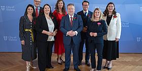 Bürgermeister Michael Ludwig und die Mitglieder der neuen Wiener Stadtregierung 2025.