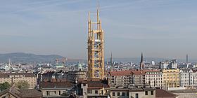 Panoramablick am Hauptbahnhof Wien Aussicht vom bahnorama über Wien