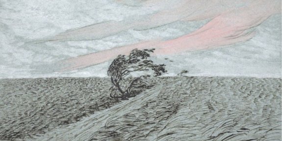 Adolf Boehm: Baum im Sturm, 1897 – symbolistische Landschaft aus der Wiener Bohème, gezeigt in der Albertina