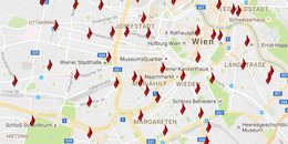 Karte Wiens mit BAWAG Filialen
