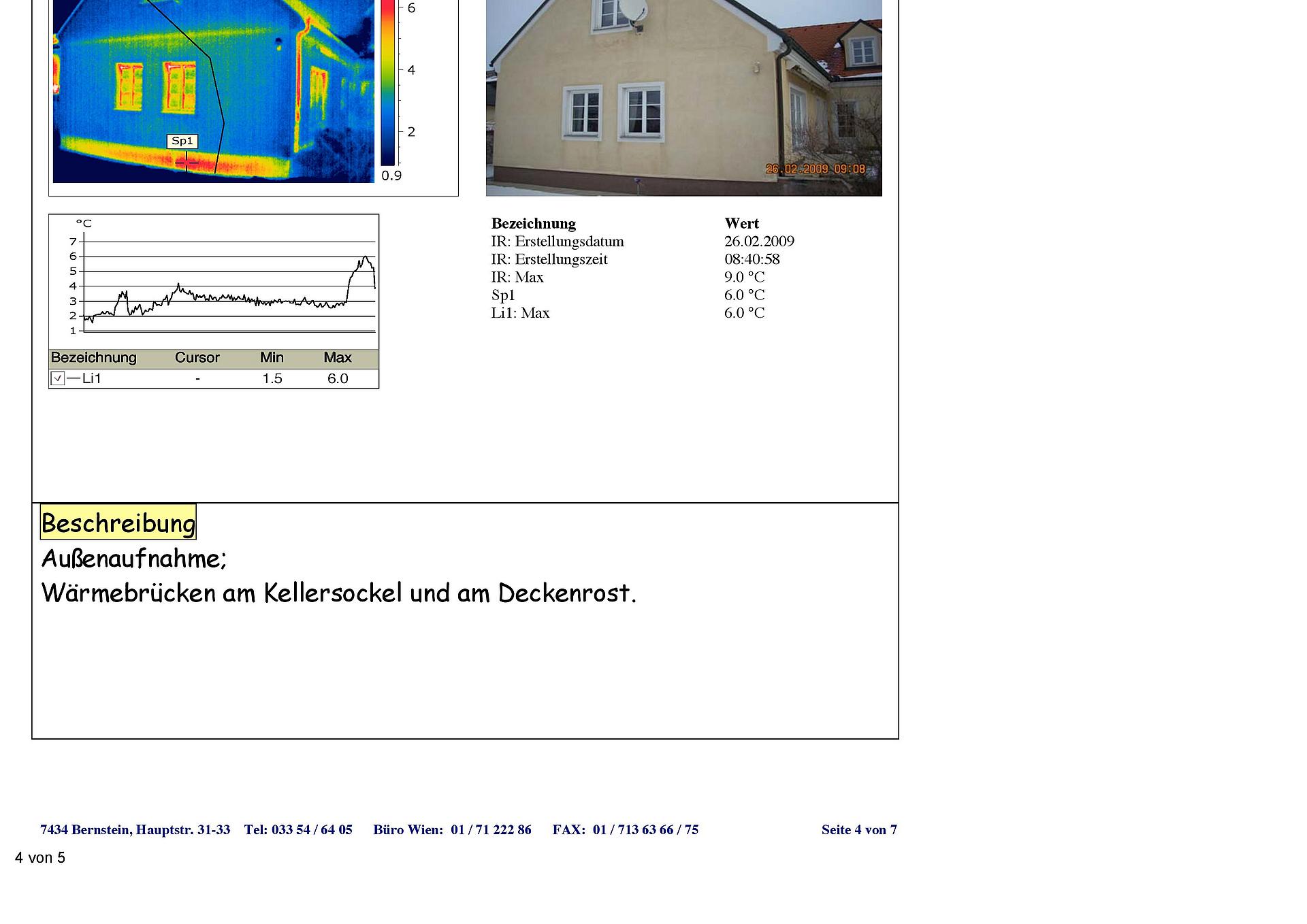 Dokument Thermografische Inspektion Musterhaus abfotografiert
