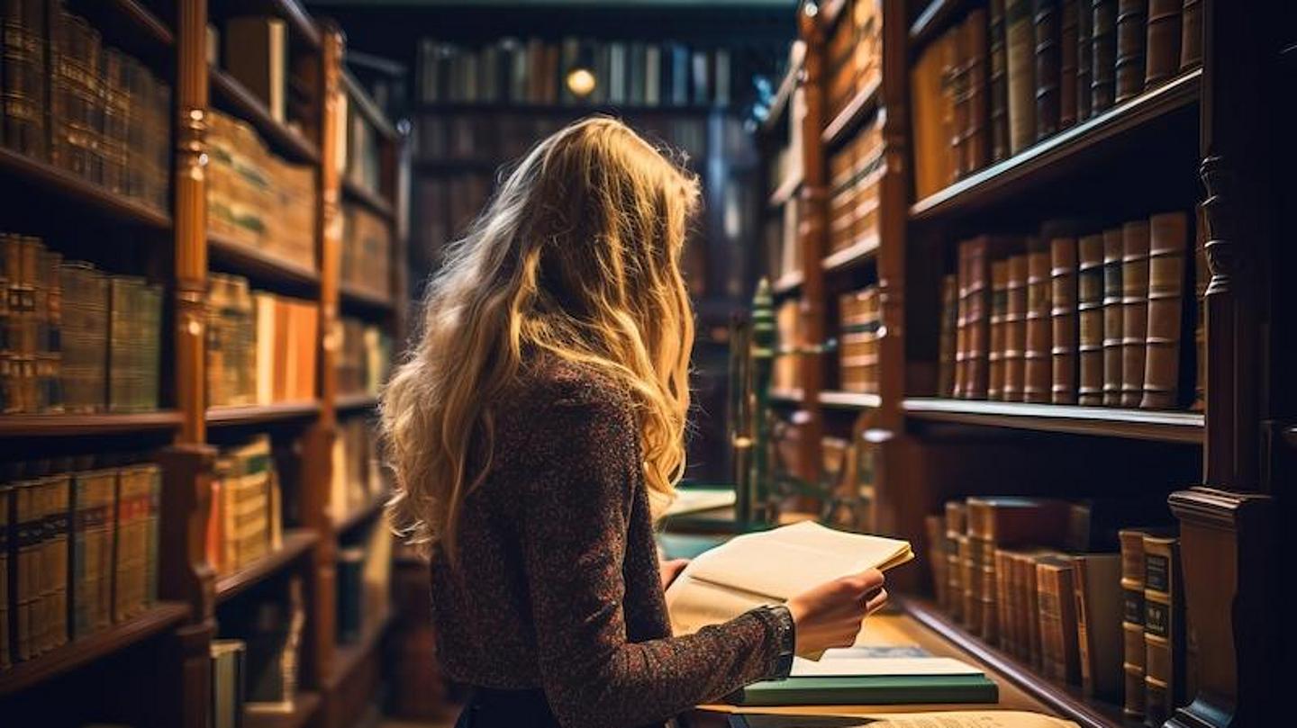 Lesen in einer Bibliothek