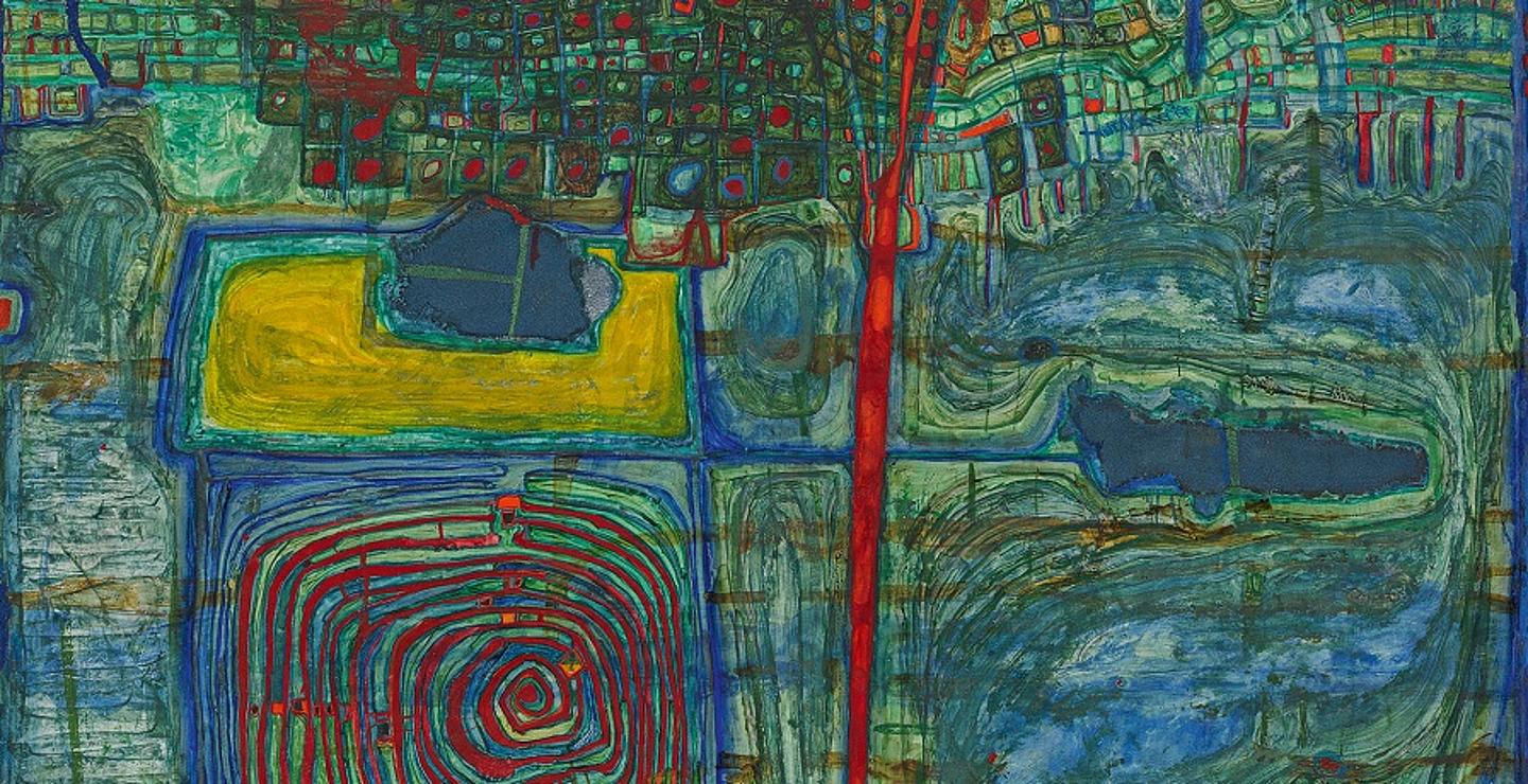 Hundertwasser Gemälde in grün