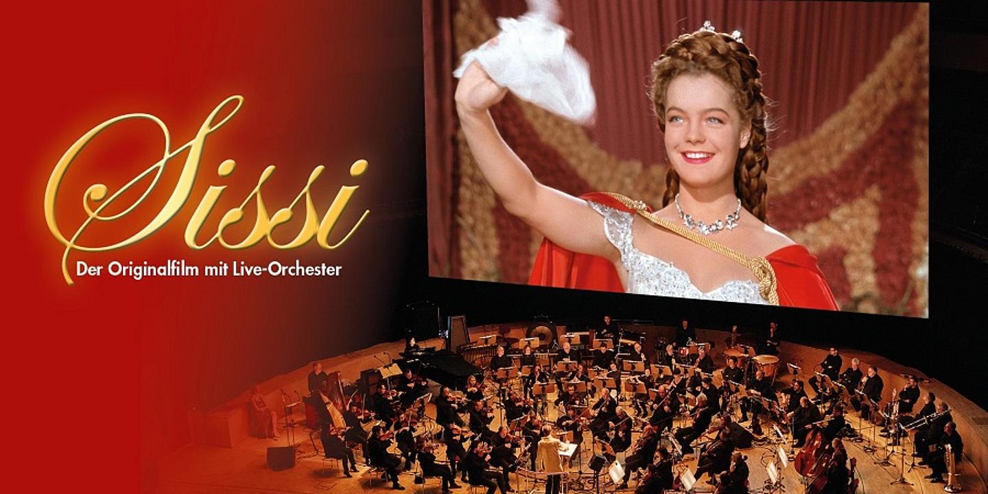 Orchester und Filmausschnitt mit Romy Schneider als Sissi
