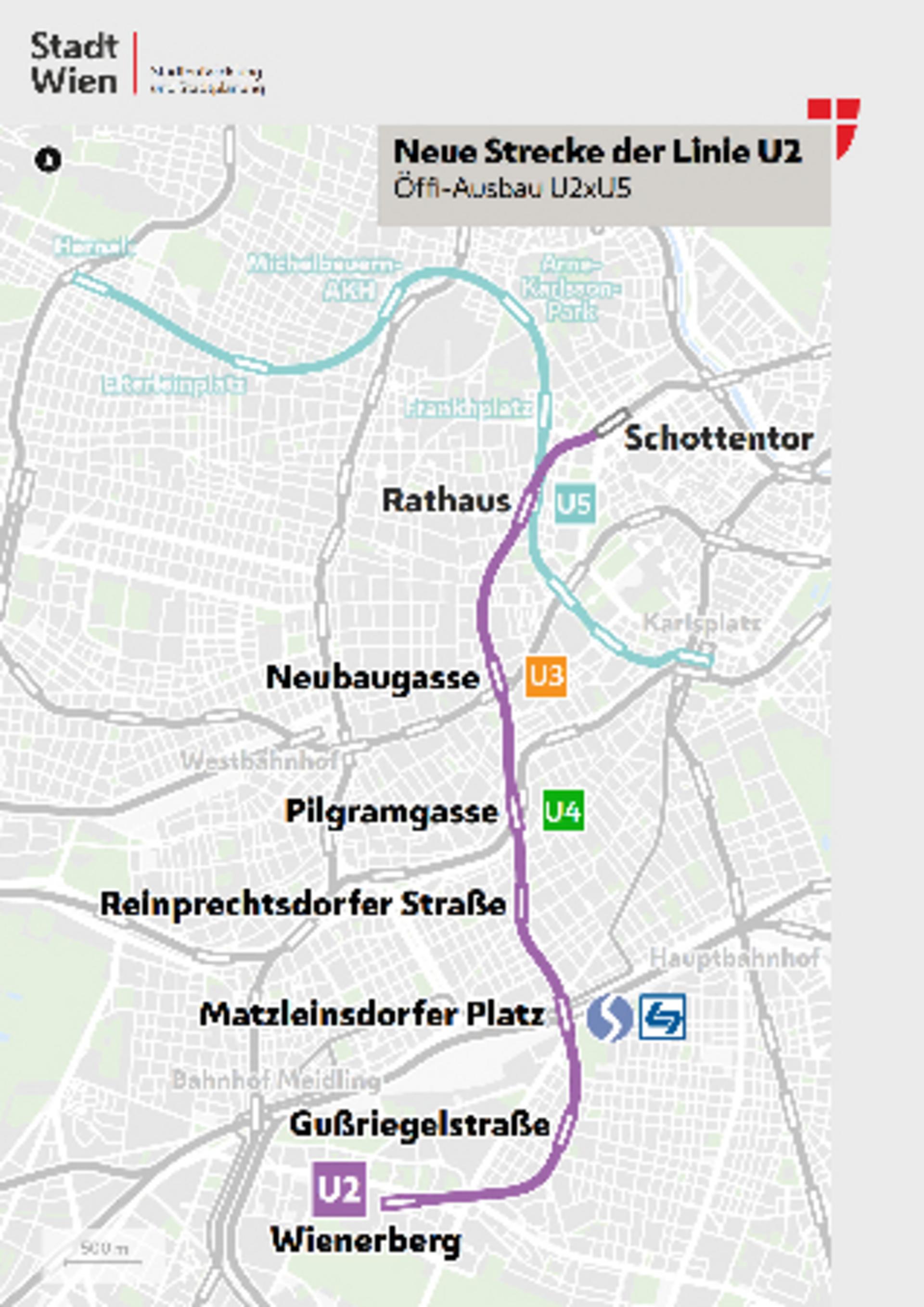 Die neue U2-Strecke in Wien.