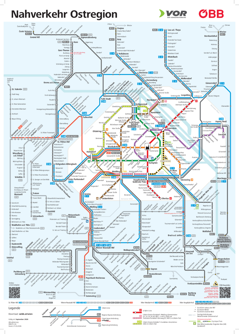 Netzplan Nahverkehr Ost-Region Österreich
