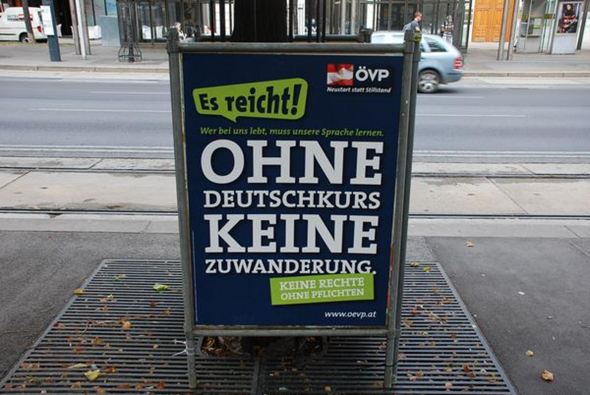 Wahlplakat ÖVP NRW 08 mit Ohne Deutschkurs keine Zuwanderung