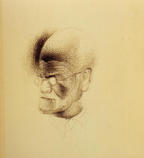 Zeichnung eines Portraits Sigmund Freuds von Salvador Dalí