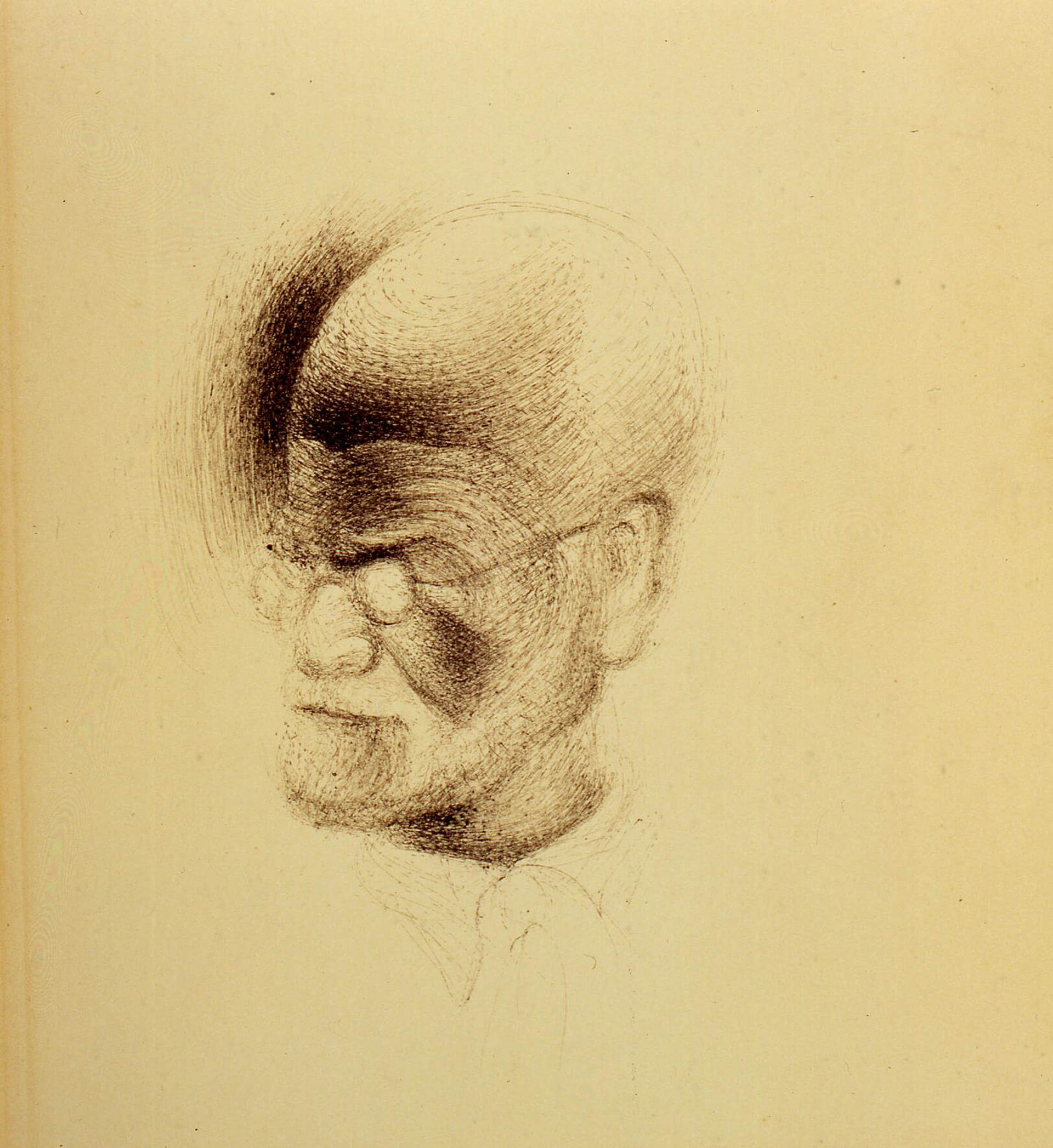 Zeichnung eines Portraits Sigmund Freuds von Salvador Dalí