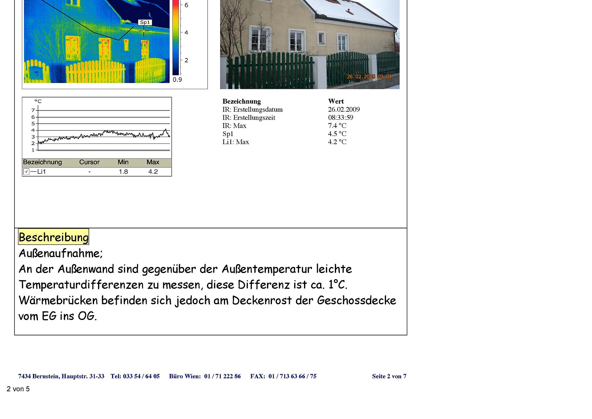 Dokument Thermografische Inspektion Musterhaus abfotografiert