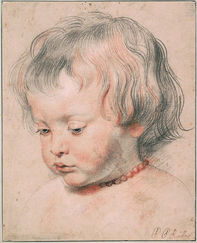 Rubens‘ Sohn Nikolas mit XY mit einem Jahr, als eine der reizvollsten Zeichnungen der Albertina.