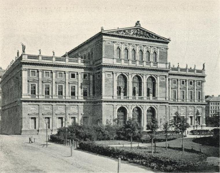 Kupferstich des Wiener Musikvereins Aussenansicht von 1898