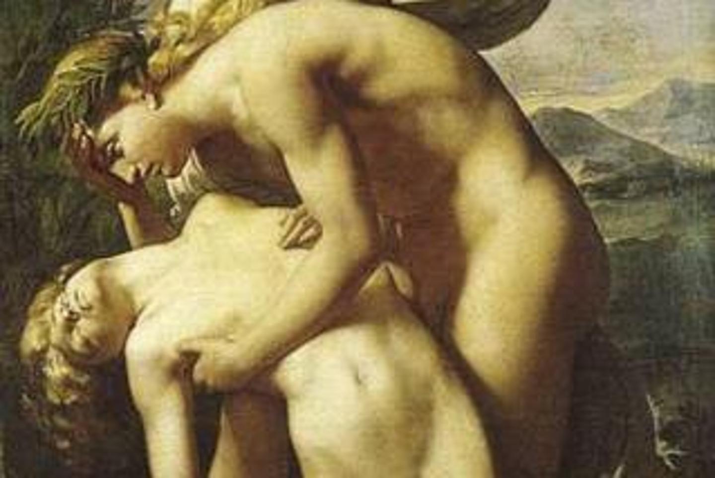 Gleichgeschlechtliche Partnerschaft Altertümliches Bild von zwei Männern