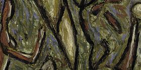 Erwin Bohatsch, In einer Landschaft, 2002 (Ausschnitt) Landschaft als Abstraktion in dunklen Brauntönen, afrikanisch anmutend
