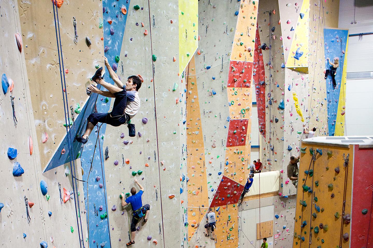 Kletterwand in der Kletterhalle Wien