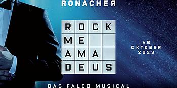 Das Bild zeigt das Plakat für ROCK ME AMADEUS - DAS FALCO MUSICAL.