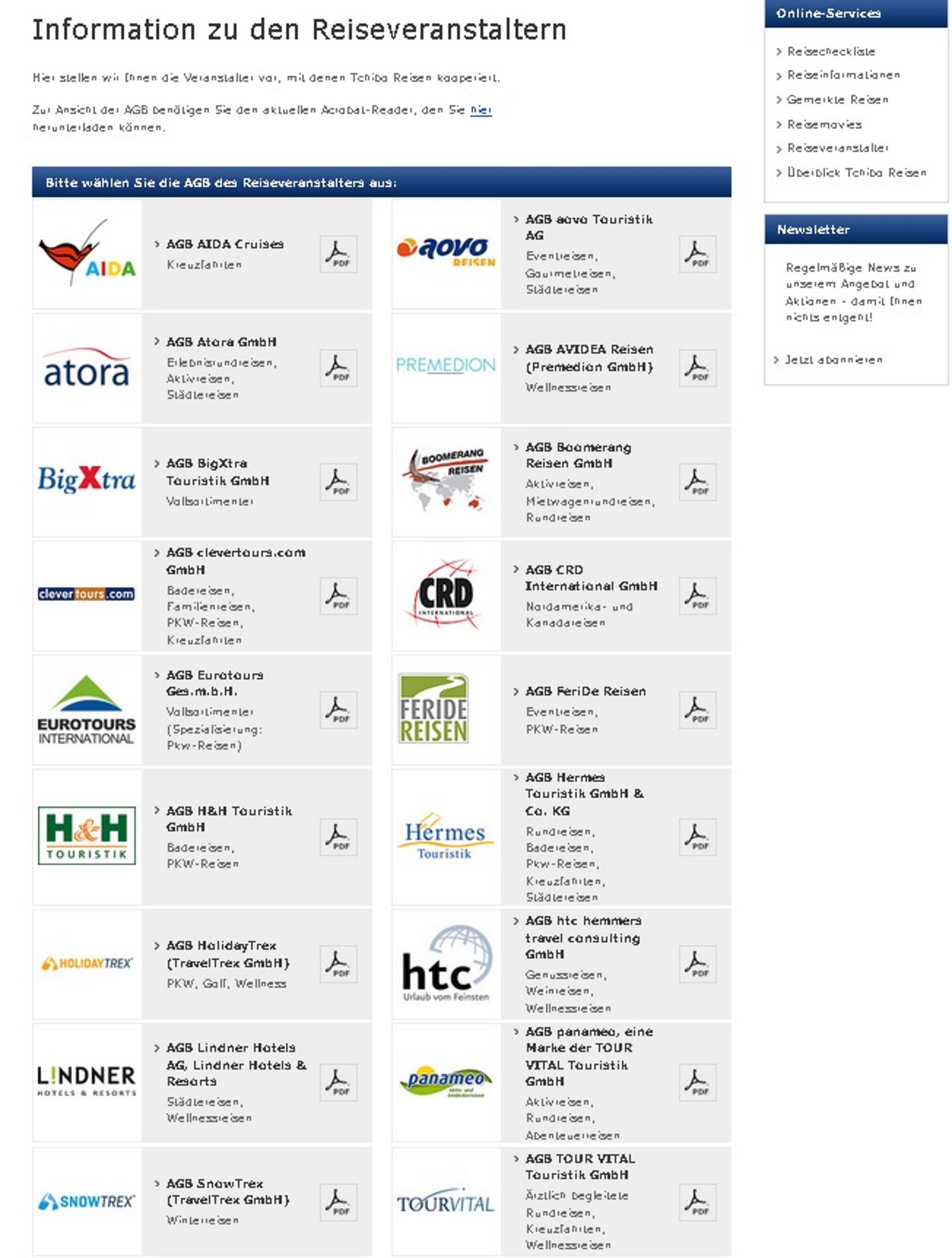 Kooperationen von Tchibo mit Reiseveranstaltern