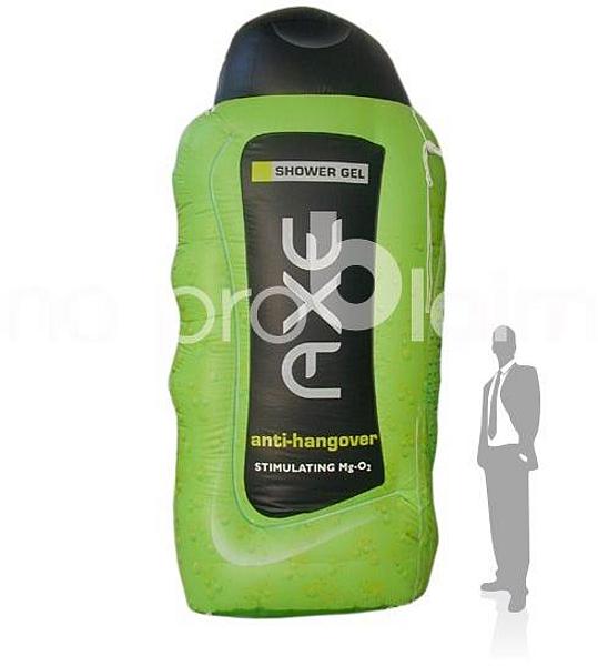 aufgeblasene übergroße Duschgel Flasche als Werbemittel

