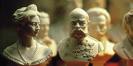 Büste von Kaiserin Elisabeth von Österreich neben Büste von Kaiser Franz Joseph I.