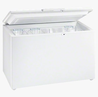 Gefriertruhe Siemens GC27MAW40 in weiß geöffnet