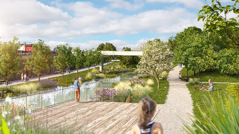 Rendering Tangentenpark an der Ostbahn Rendering Tangentenpark an der Ostbahn