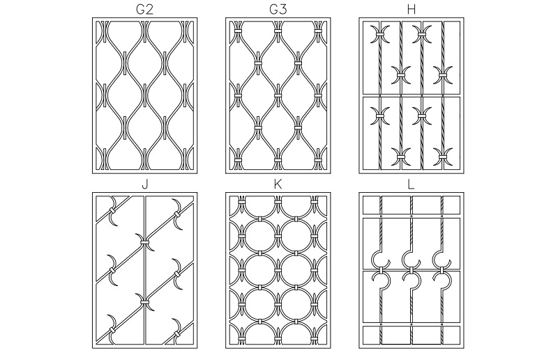 verschiedene Designs von Fenstergittern