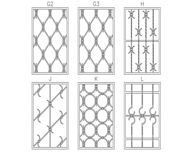 verschiedene Designs von Fenstergittern