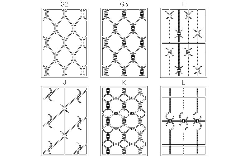 verschiedene Designs von Fenstergittern