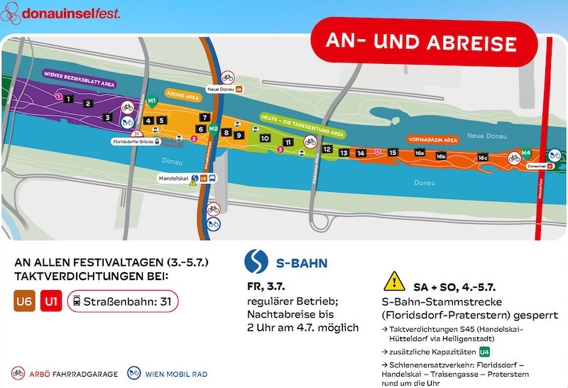 Anreise-Plan für das Donauinselfest 2026 