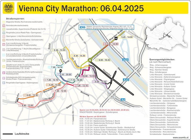 Grafik der Straßensperren am Marathonsonntag