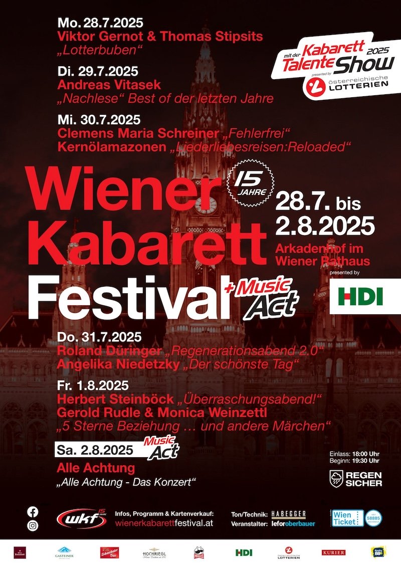 Poster Wiener Kabarett Festivals mit dem Programm angeführt